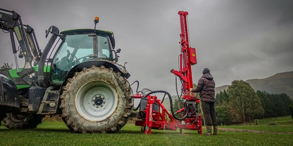 Kinghitter hydraulic post banger fitted to a Deutz Fahr tractor.